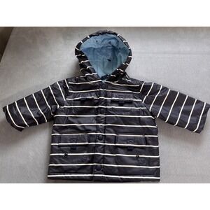 Janie and Jack 6-12 Months Nautical Preppy Navy Fisherman Striped Raincoat Lined